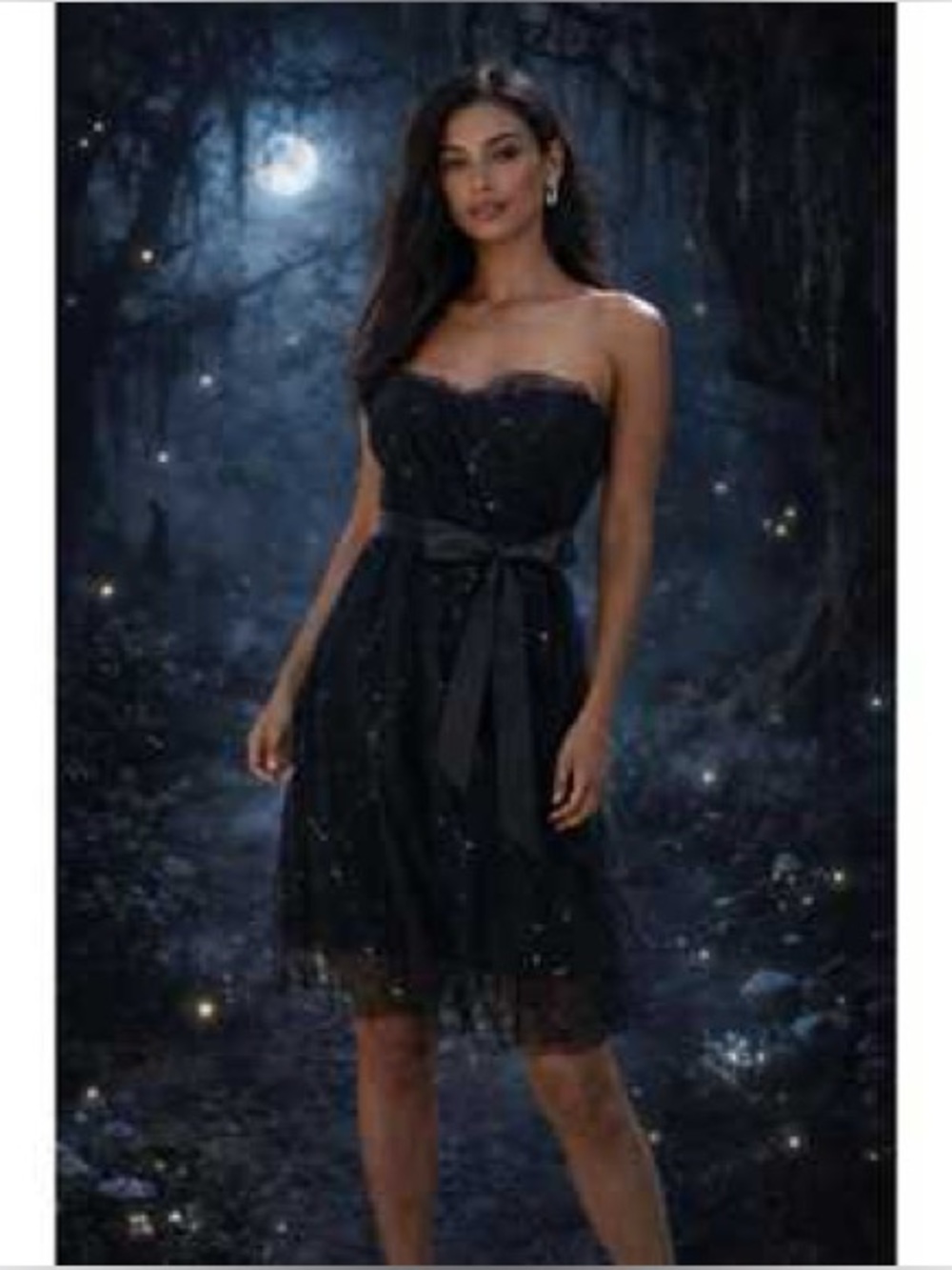 WHITE by VERA WANG Black Tulle Sequin Strapless Cocktail Mini Dress Size 10